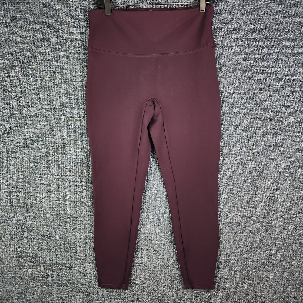Spanx Ponte Leggings Women's Split‎ Hem Ankle Length Classic Wine Purple Size L